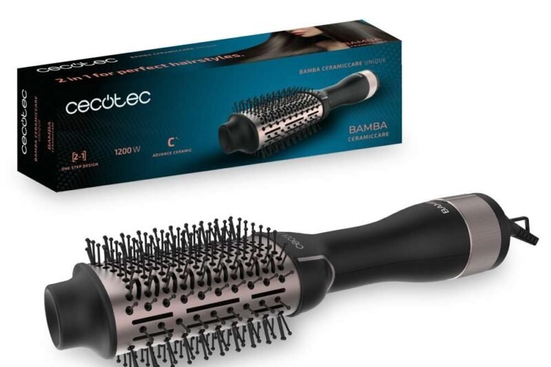 Cecotec Bamba CeramicCare Unique Volume Brush 1200 W Power, 2 in 1: Hair Dryer and Styler, Ceramic Coating, 2 Speeds and 3 Temperatures, Airflow Function
