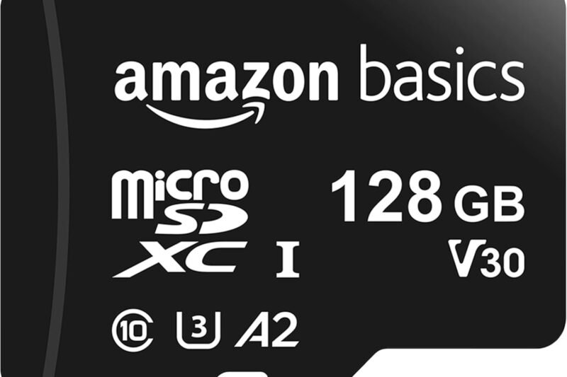 Amazon Basics MicroSDXC-Speicherkarte, 128 gb, mit SD-Adapter, A2, U3, 100 MB/s max. Lesegeschwindigkeit, Schwarz